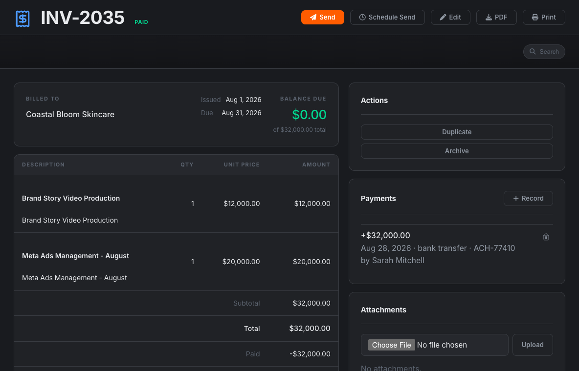Invoice #204 - RocketCollab screenshot