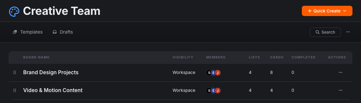 One workspace - RocketCollab screenshot